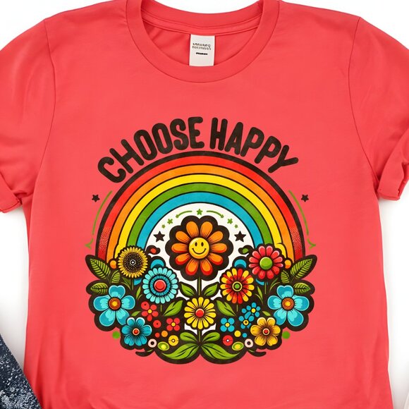 Choose Happy BOHO Hippee Positive Affirmation Unisex Softstyle Shirt - Picture 1 of 2